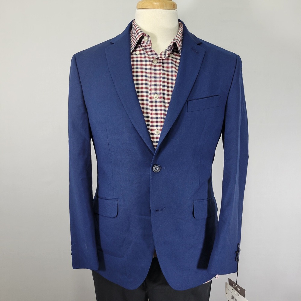 Kenneth Cole Reaction Men's Sport Coat Blazer Two Button‎ Blue Techni-Cole 40S